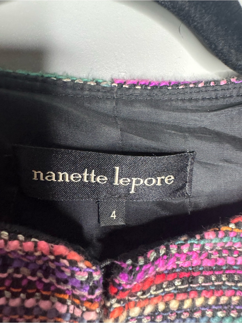 Nannette Lepore tweed multicolor silk blend crop jacket career office maximalist - Picture 6 of 7